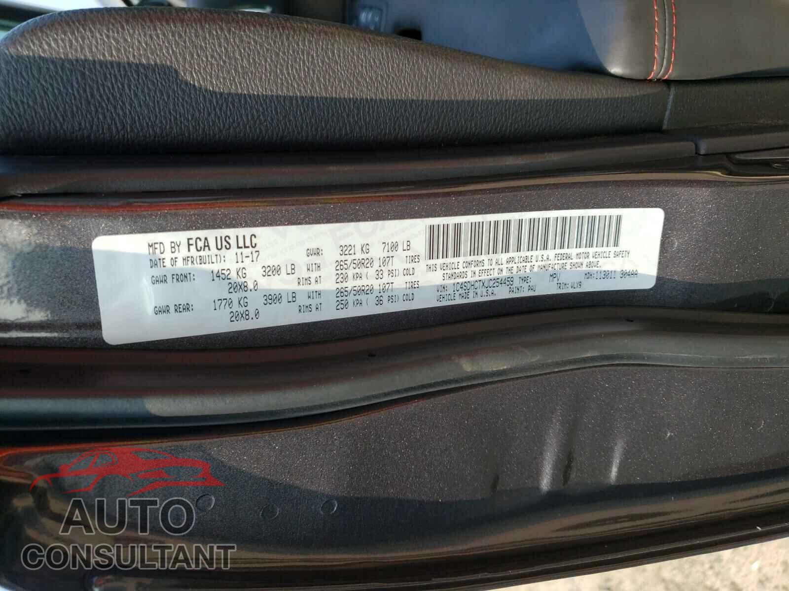 DODGE DURANGO 2018 - 1C4SDHCTXJC254459