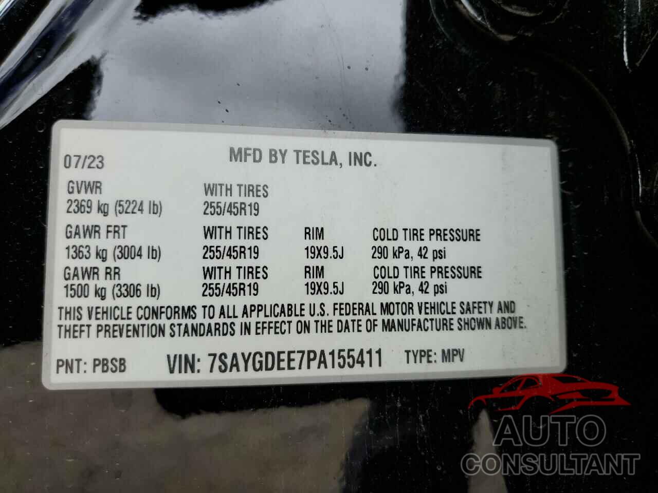 TESLA MODEL Y 2023 - 7SAYGDEE7PA155411