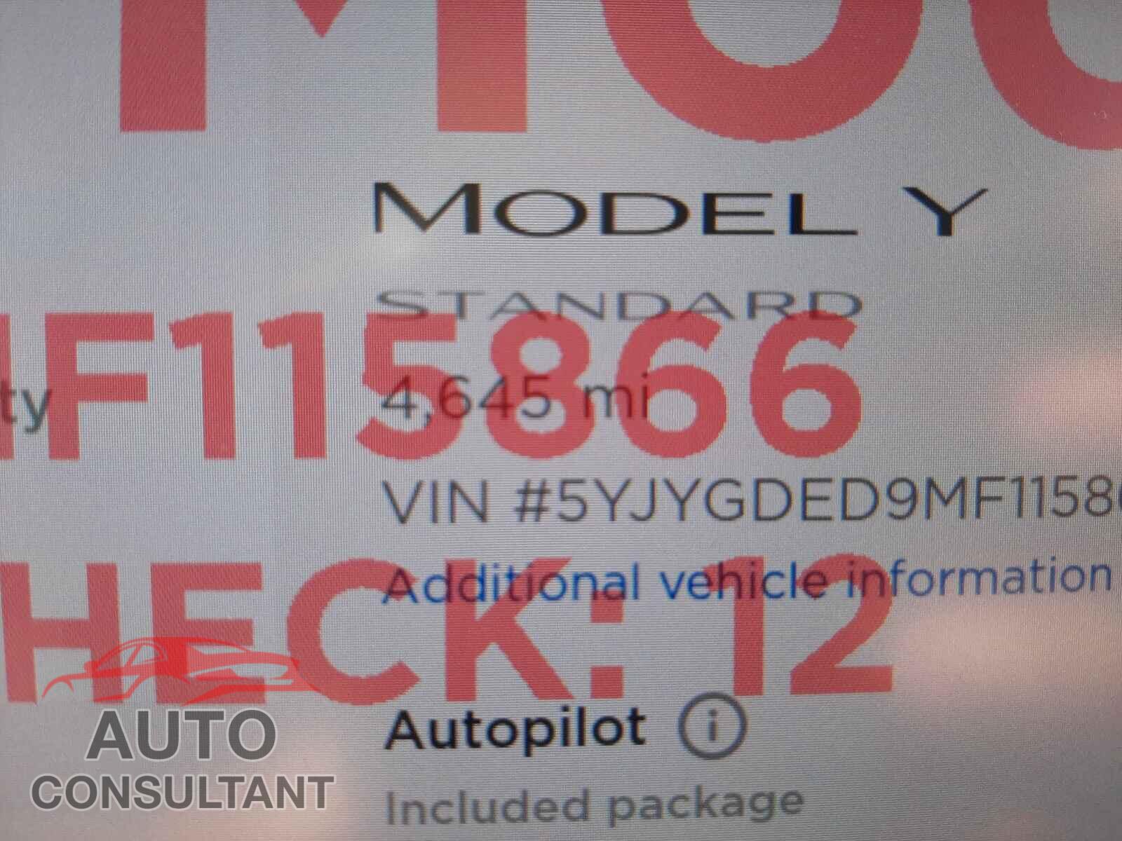 TESLA MODEL Y 2021 - 5YJYGDED9MF115866