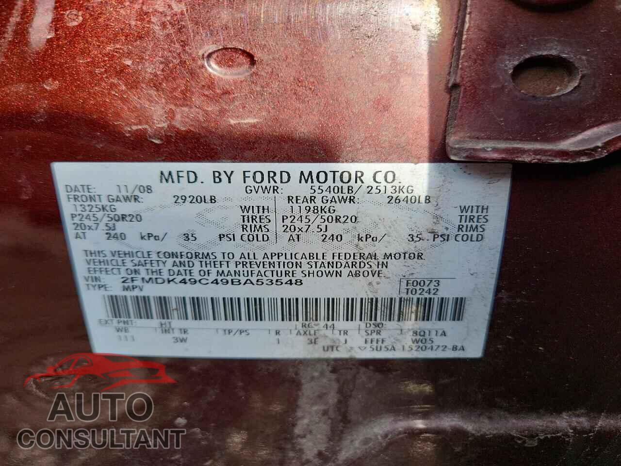 FORD EDGE 2009 - 2FMDK49C49BA53548