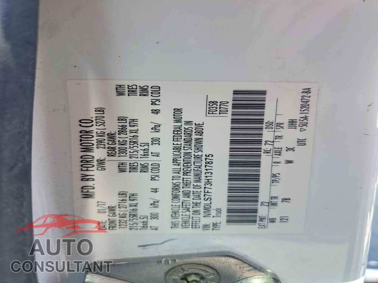FORD TRANSIT 2017 - NM0LS7F73H1317875