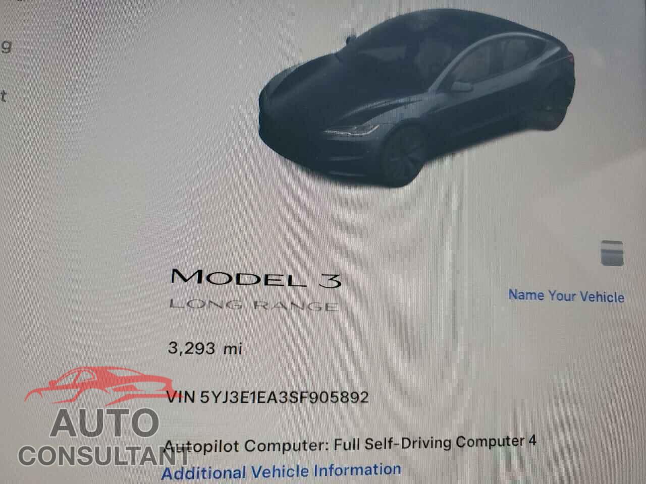 TESLA MODEL 3 2025 - 5YJ3E1EA3SF905892