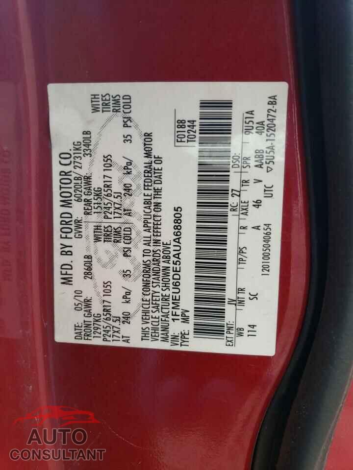 FORD EXPLORER 2010 - 1FMEU6DE5AUA68805
