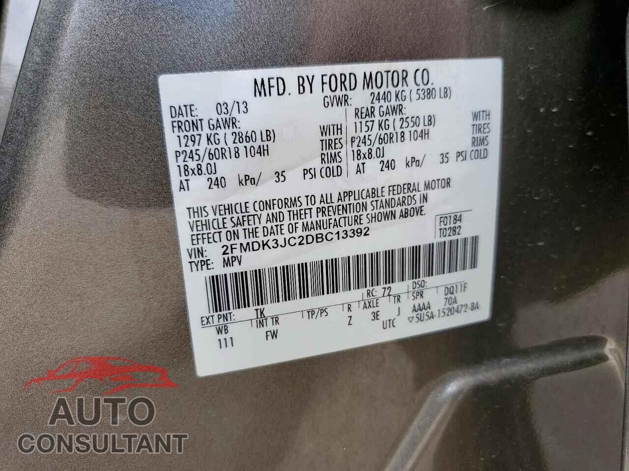 FORD EDGE 2013 - 2FMDK3JC2DBC13392