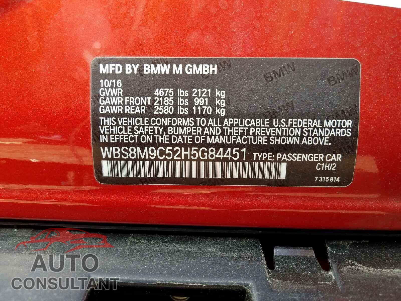 BMW M3 2017 - WBS8M9C52H5G84451
