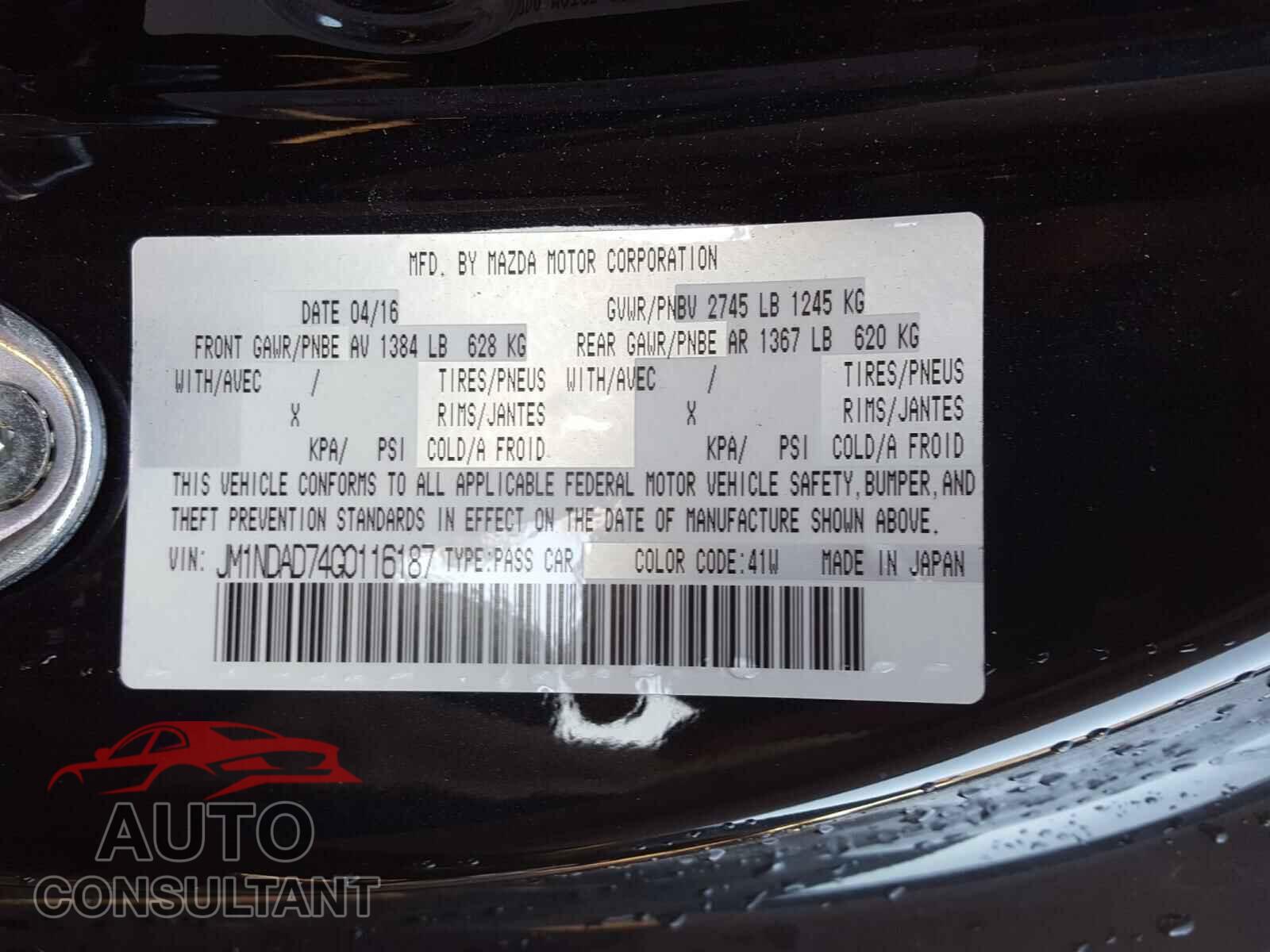 MAZDA MX5 2016 - JM1NDAD74G0116187