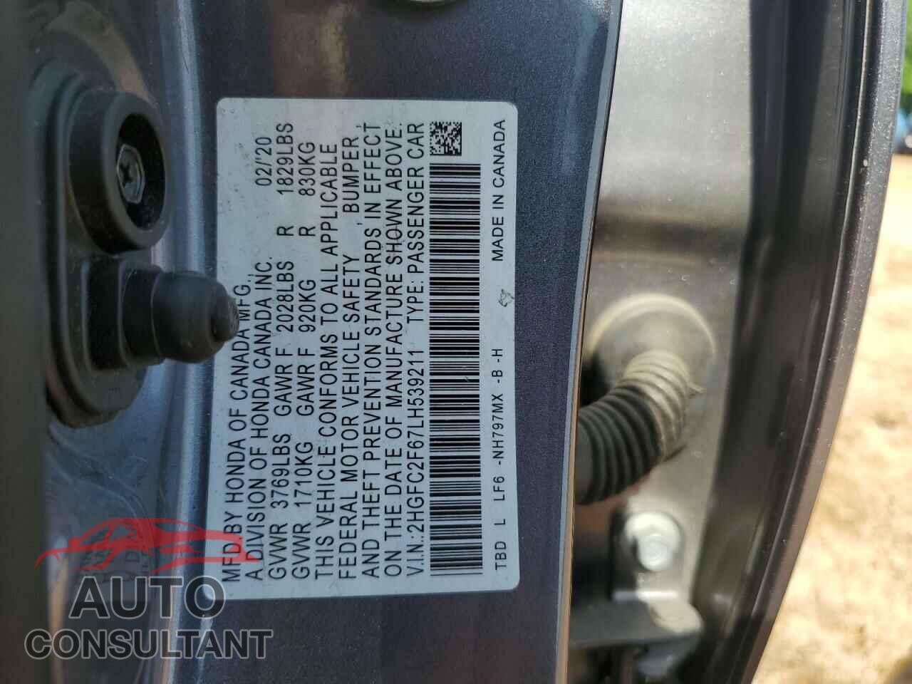 HONDA CIVIC 2020 - 2HGFC2F67LH539211