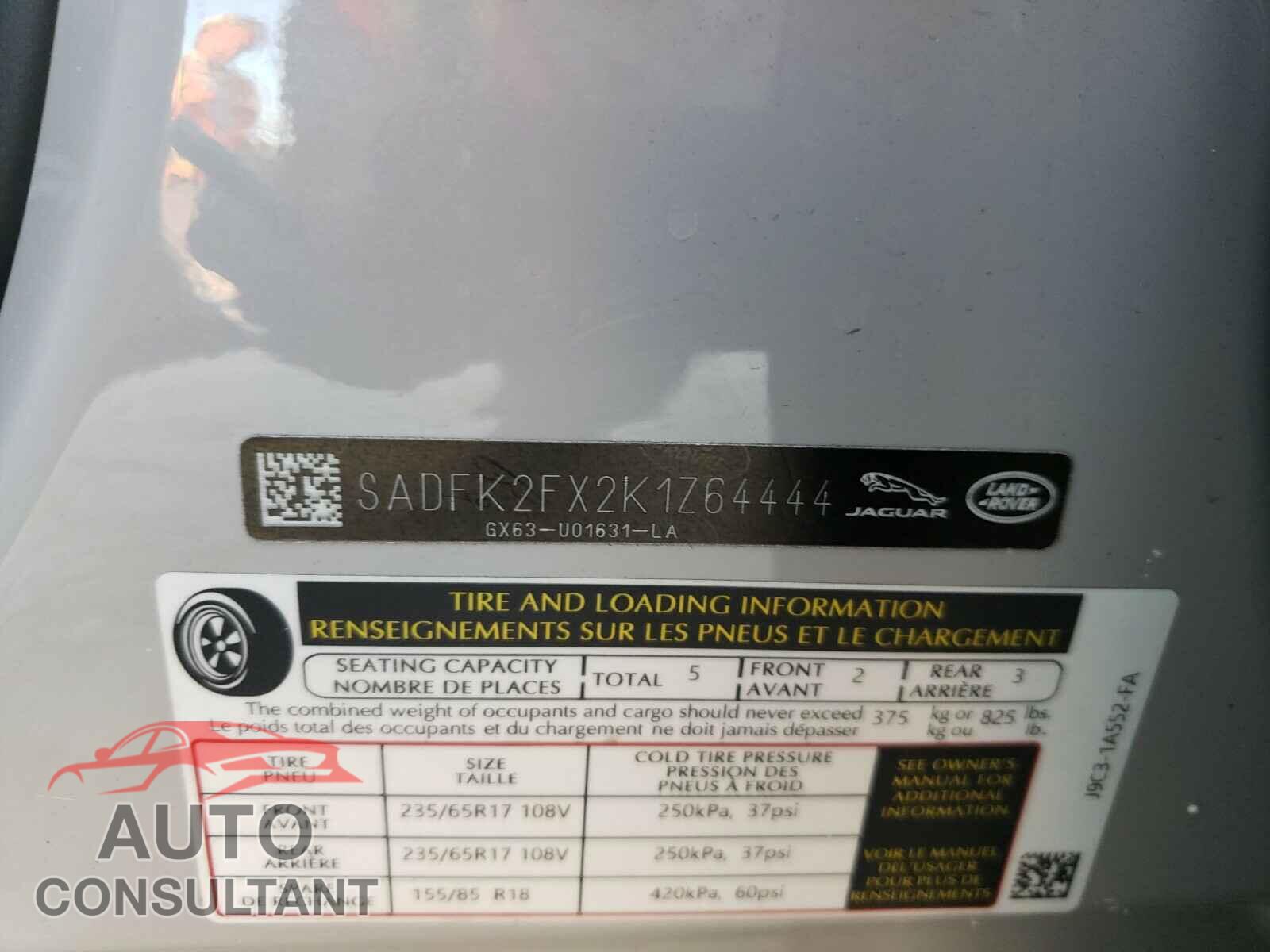 JAGUAR E-PACE 2019 - SADFK2FX2K1Z64444