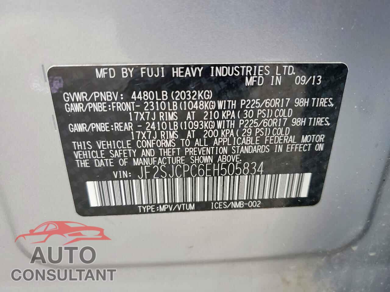 SUBARU FORESTER 2014 - JF2SJCPC6EH505834