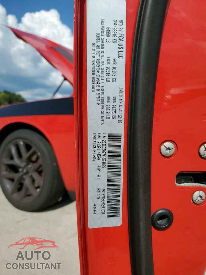 DODGE CHALLENGER 2019 - 2C3CDZAG7KH574809