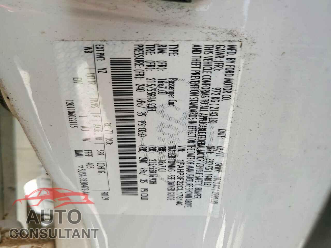 FORD FOCUS 2012 - 1FAHP3F22CL178140