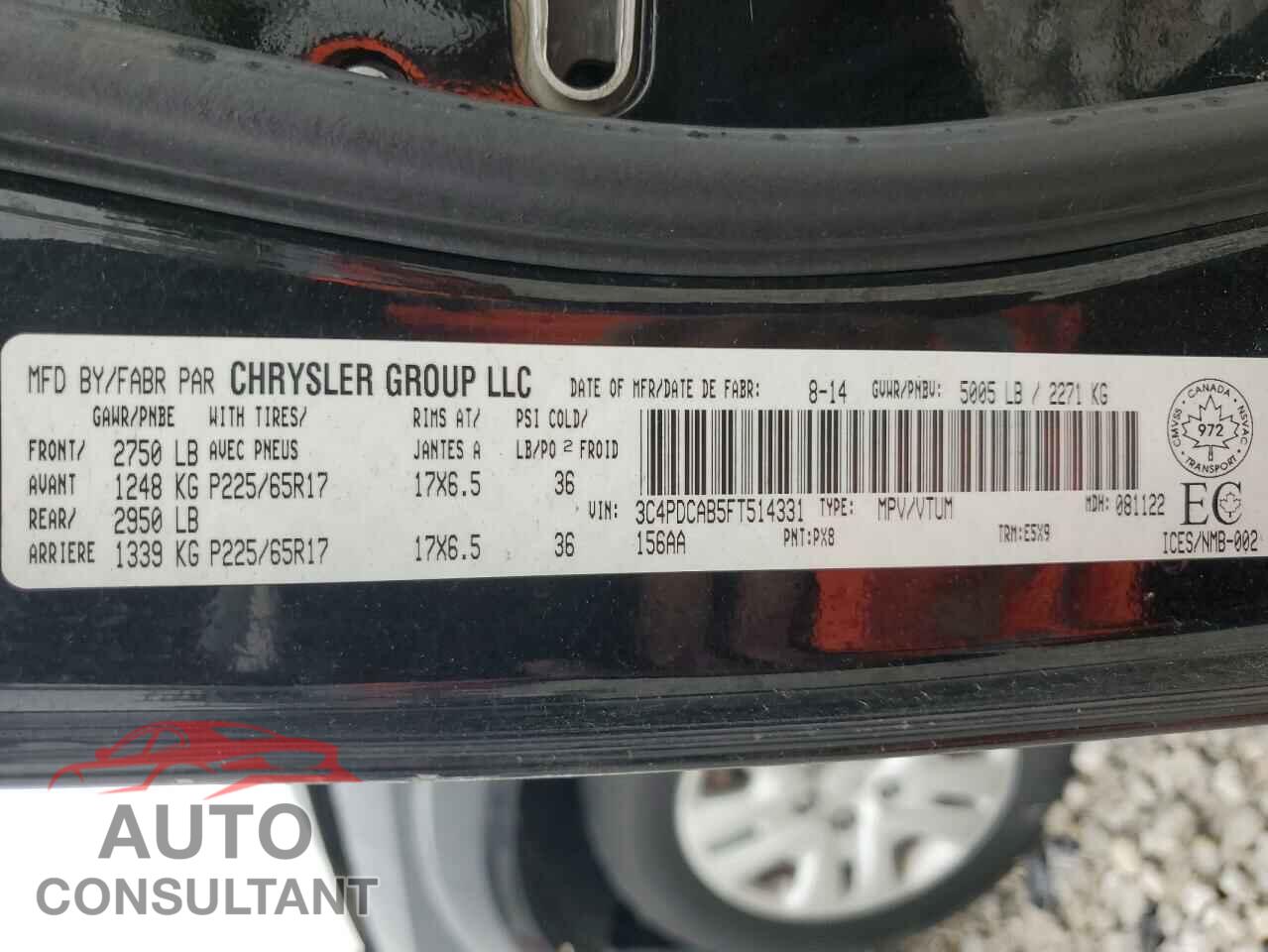 DODGE JOURNEY 2015 - 3C4PDCAB5FT514331