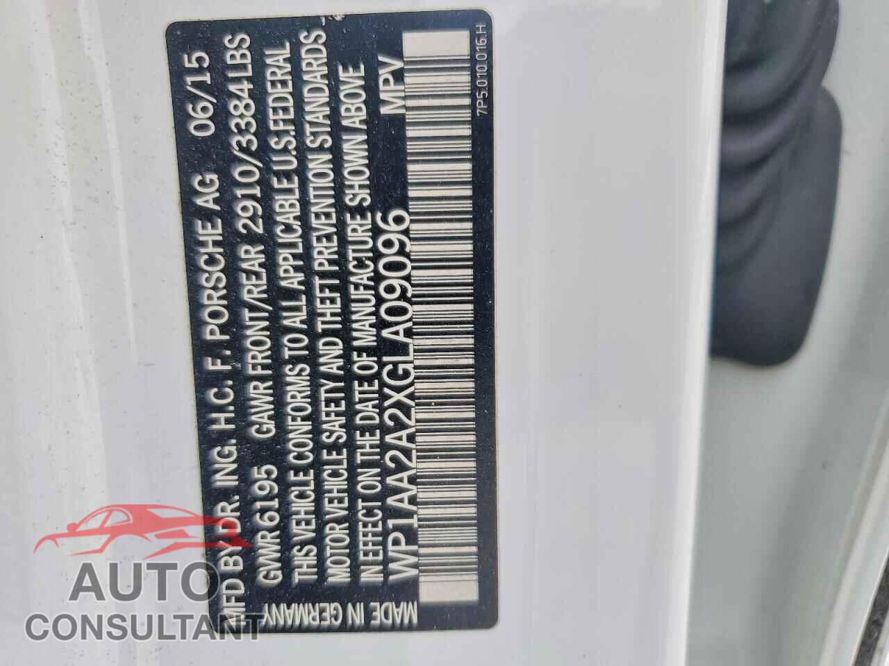 PORSCHE CAYENNE 2016 - WP1AA2A2XGLA09096