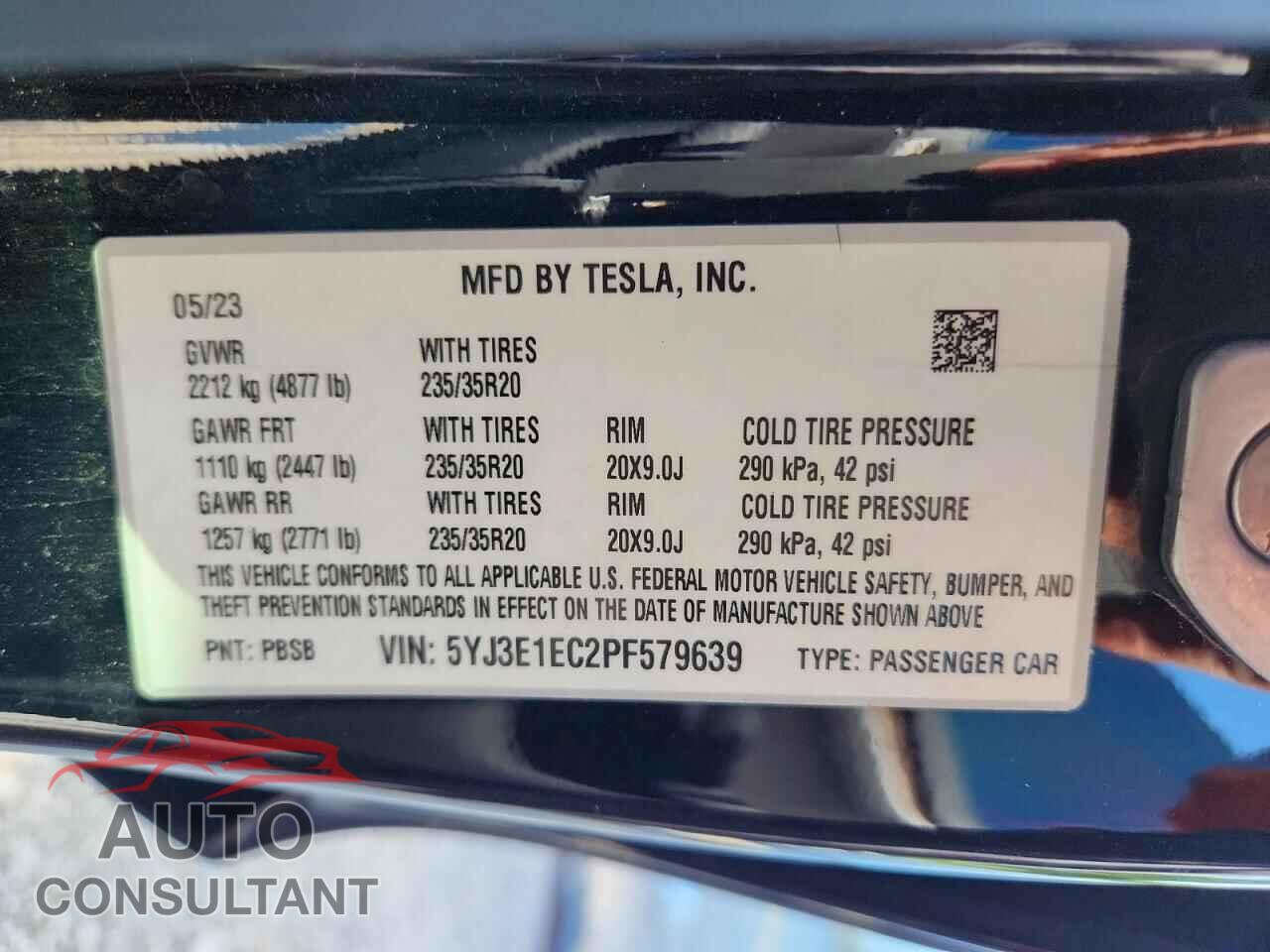 TESLA MODEL 3 2023 - 5YJ3E1EC2PF579639