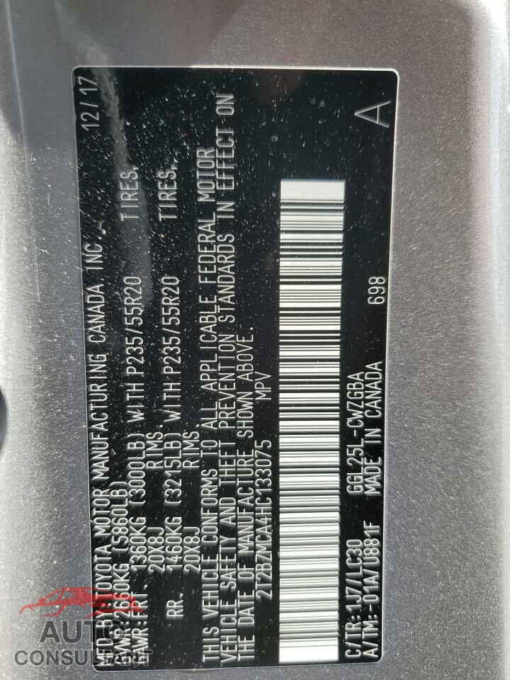 LEXUS RX350 2017 - 2T2BZMCA4HC133075