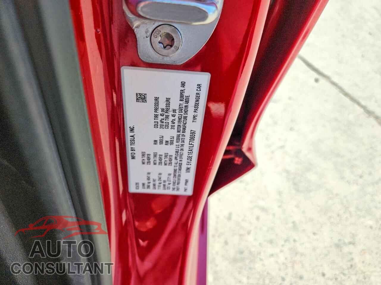 TESLA MODEL 3 2020 - 5YJ3E1EA1LF706597