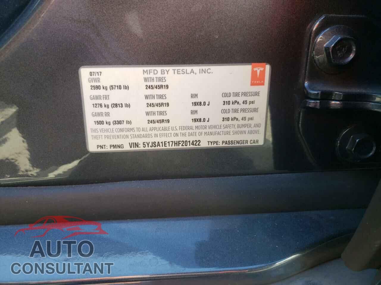 TESLA MODEL S 2017 - 5YJSA1E17HF201422