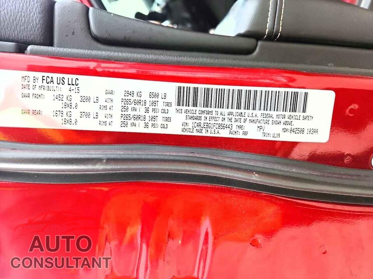 JEEP CHEROKEE 2015 - 1C4RJEBG1FC856443