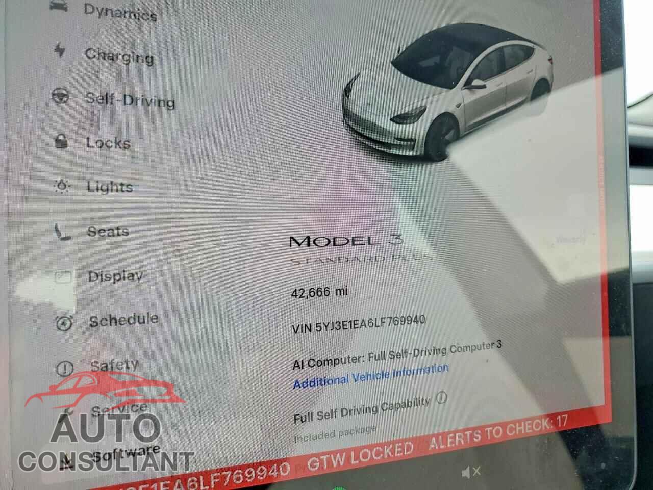 TESLA MODEL 3 2020 - 5YJ3E1EA6LF769940
