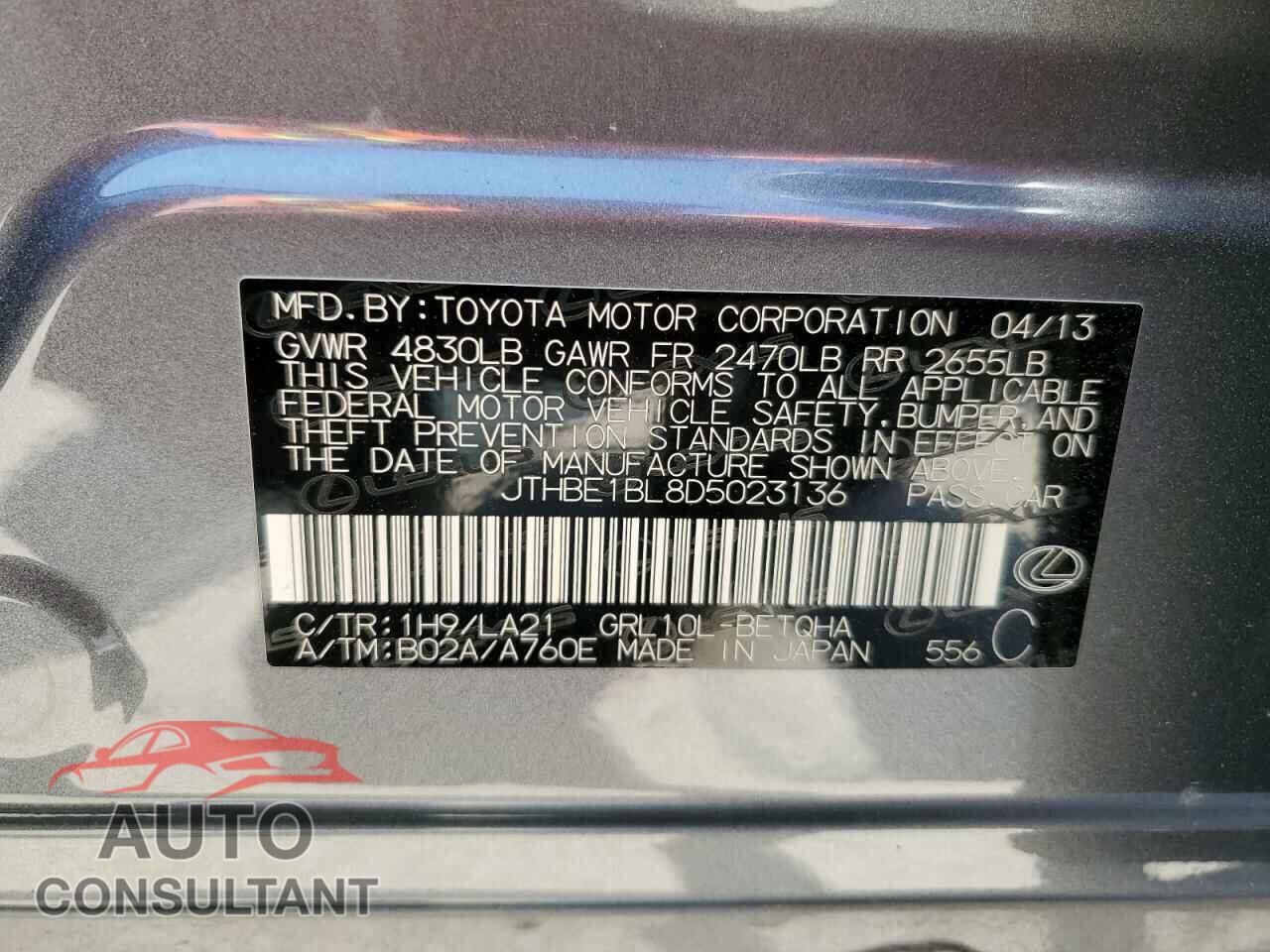LEXUS GS350 2013 - JTHBE1BL8D5023136