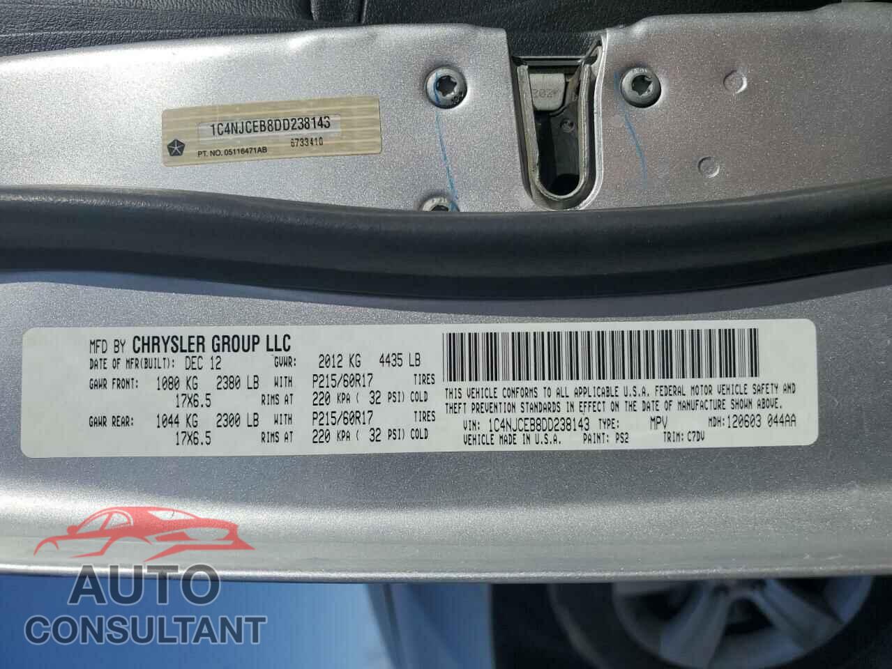 JEEP COMPASS 2013 - 1C4NJCEB8DD238143