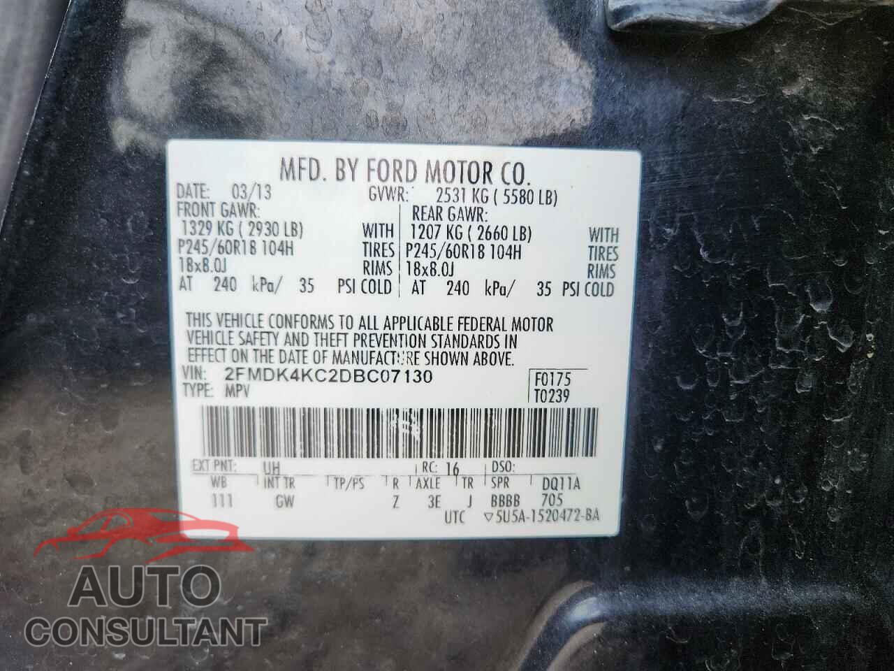 FORD EDGE 2013 - 2FMDK4KC2DBC07130