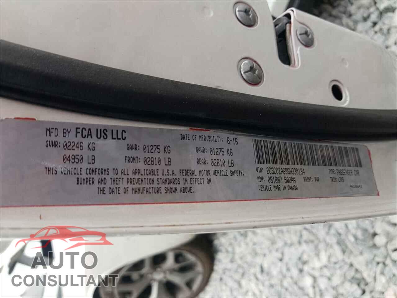 DODGE CHALLENGER 2016 - 2C3CDZAG9GH330134