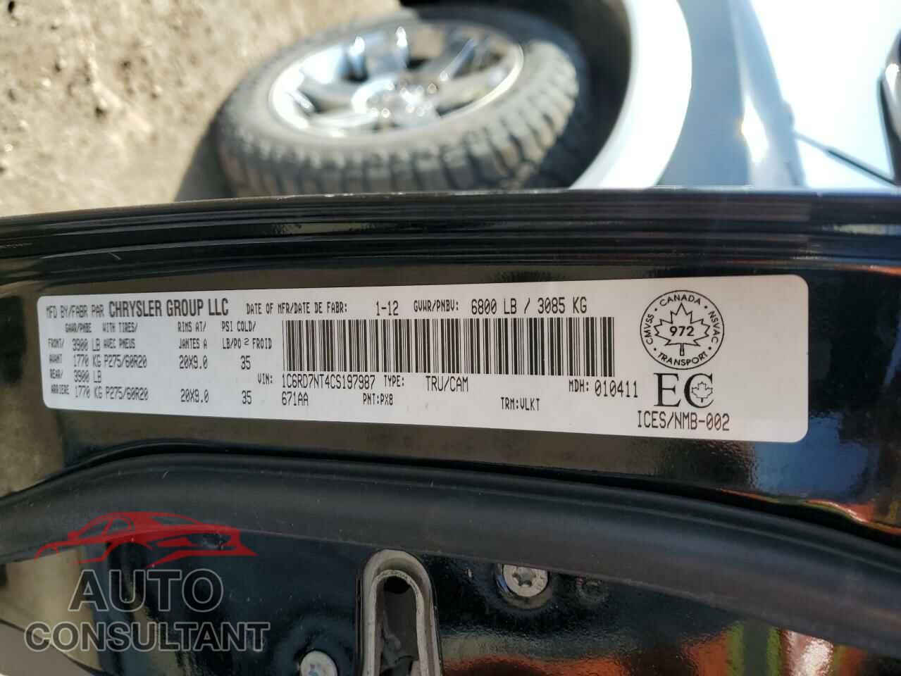 DODGE RAM 1500 2012 - 1C6RD7NT4CS197987