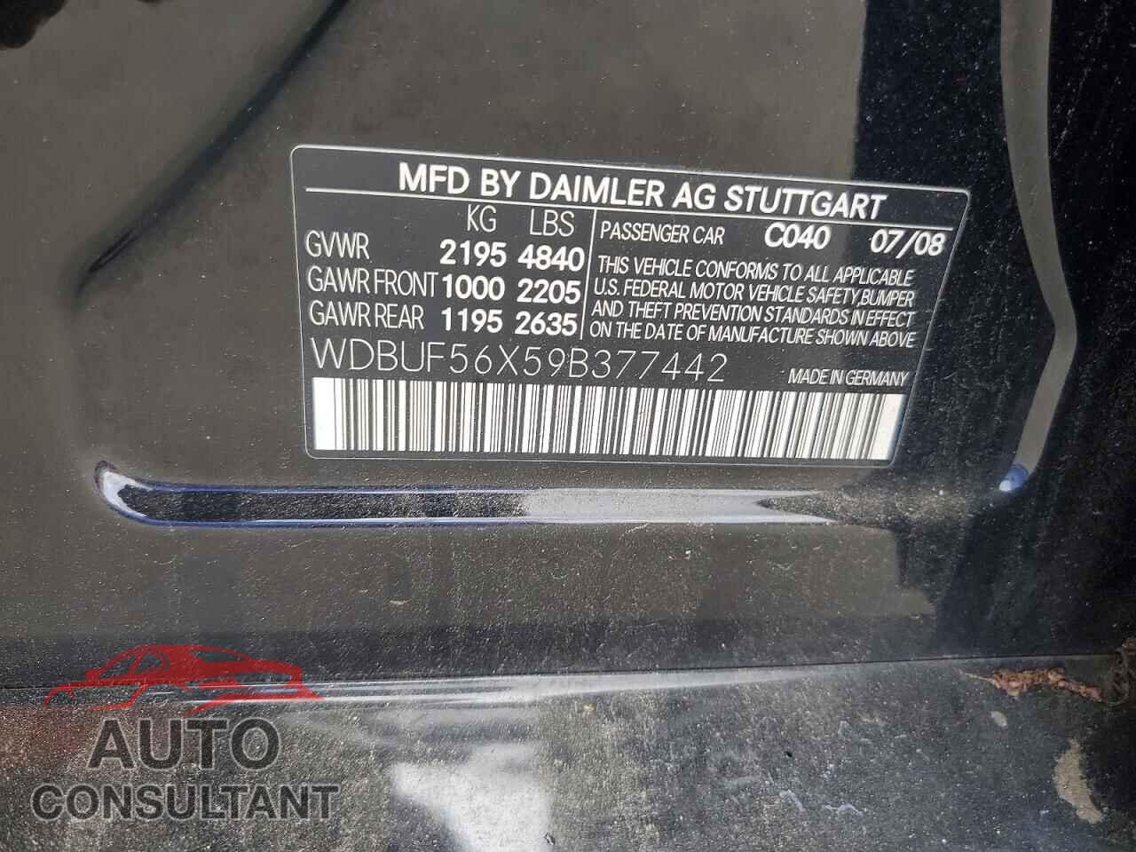 MERCEDES-BENZ E-CLASS 2009 - WDBUF56X59B377442