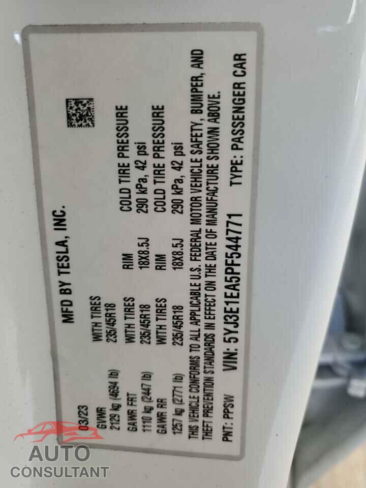 TESLA MODEL 3 2023 - 5YJ3E1EA5PF544771