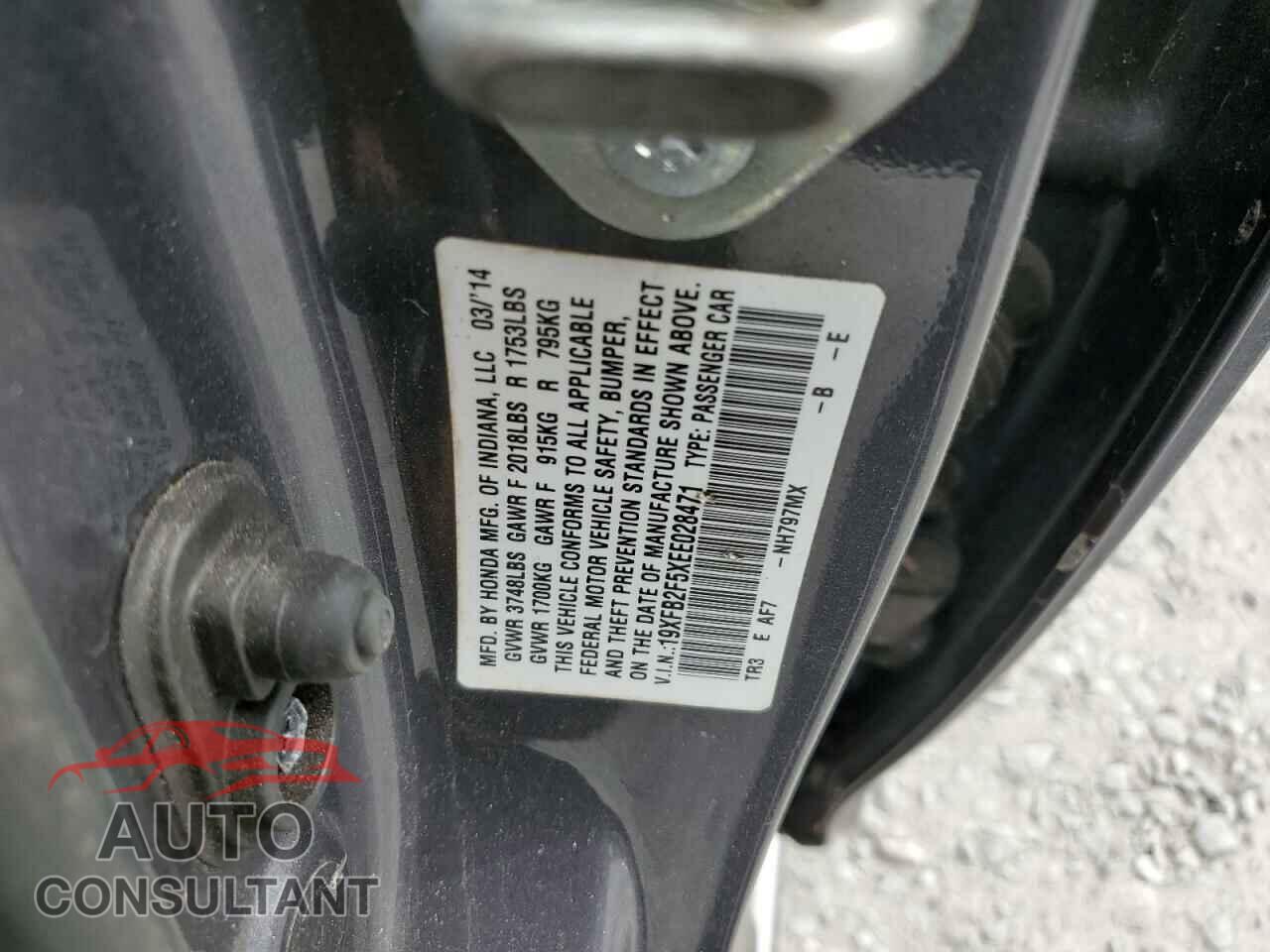 HONDA CIVIC 2014 - 19XFB2F5XEE028471