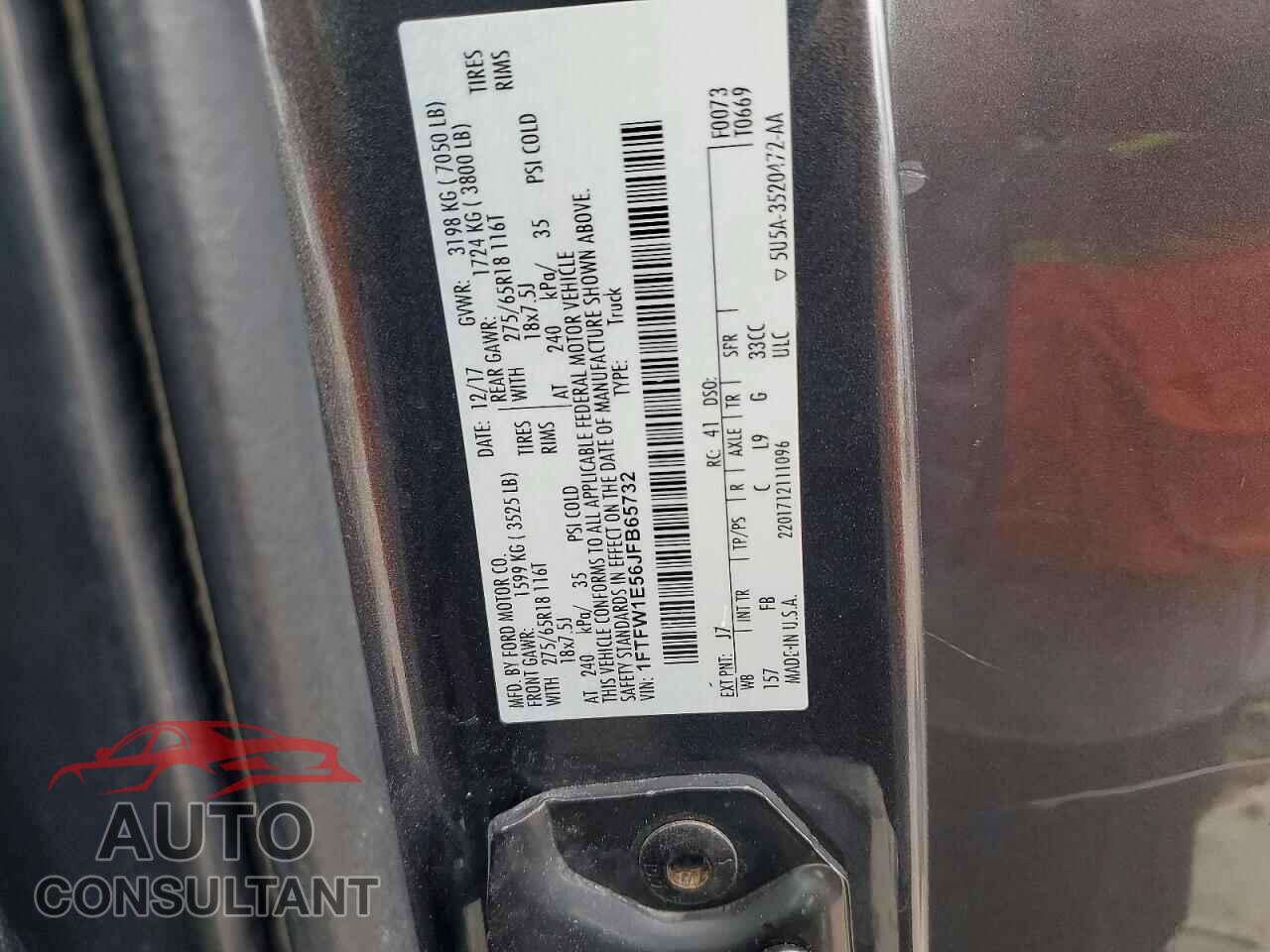 FORD F150 2018 - 1FTFW1E56JFB65732