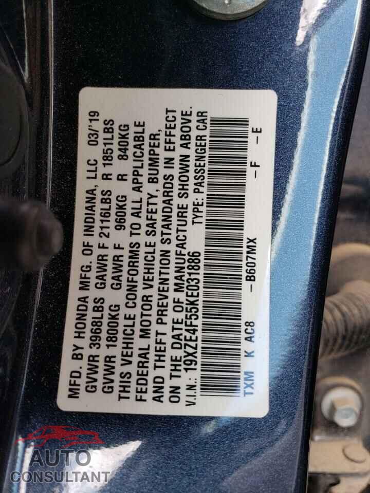 HONDA INSIGHT 2019 - 19XZE4F55KE031886
