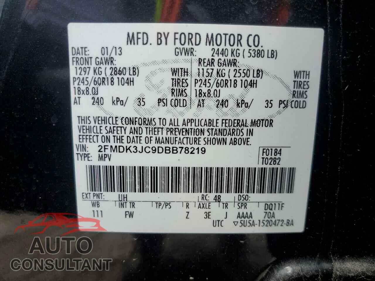 FORD EDGE 2013 - 2FMDK3JC9DBB78219