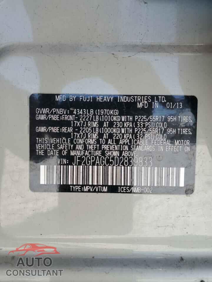 SUBARU XV 2013 - JF2GPAGC5D2839833