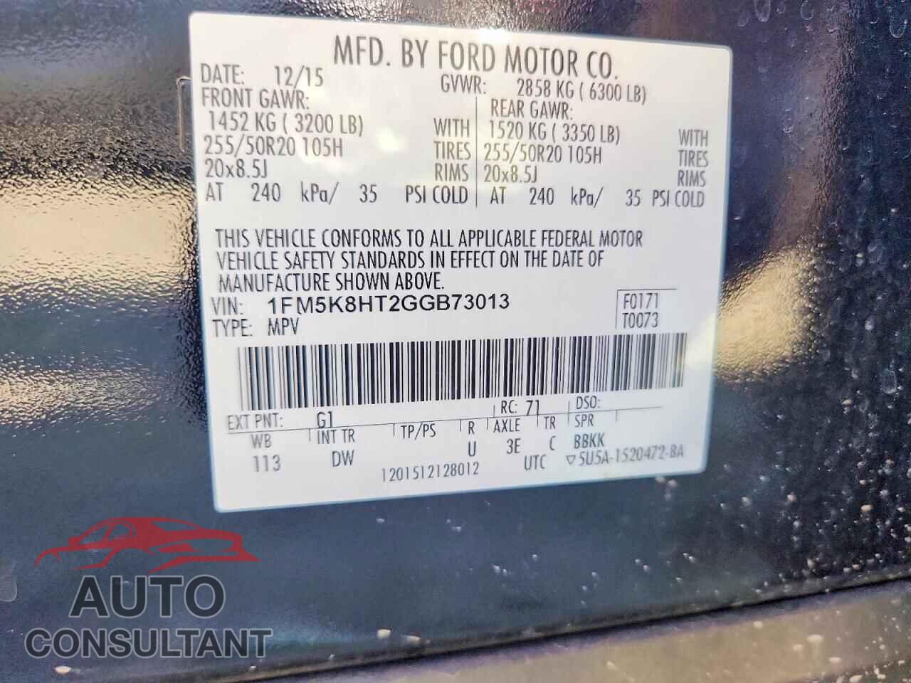 FORD EXPLORER 2016 - 1FM5K8HT2GGB73013