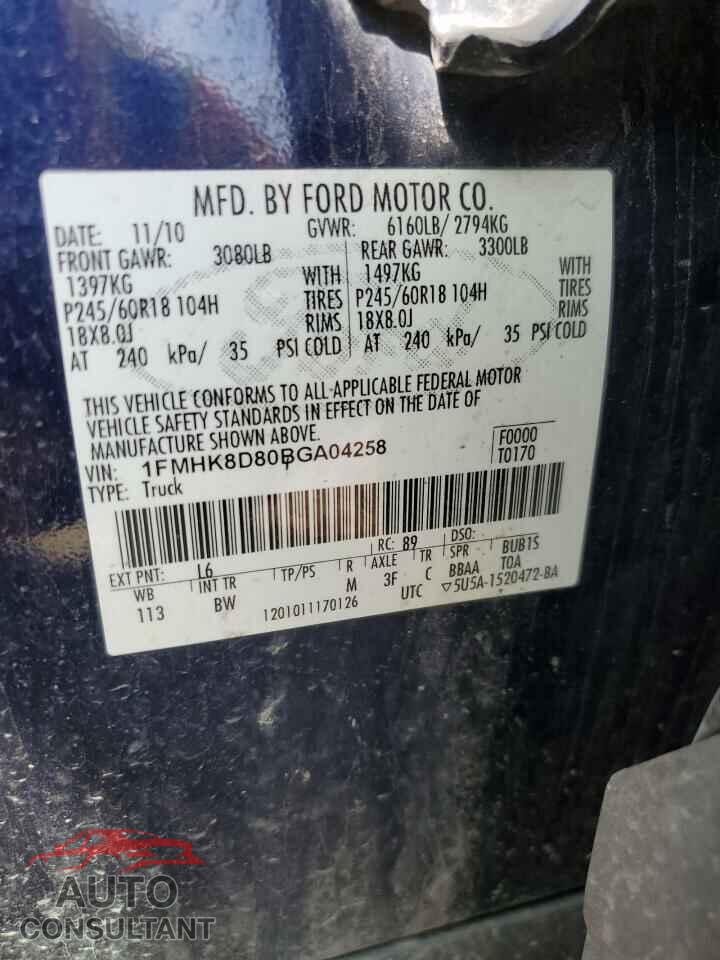 FORD EXPLORER 2011 - 1FMHK8D80BGA04258