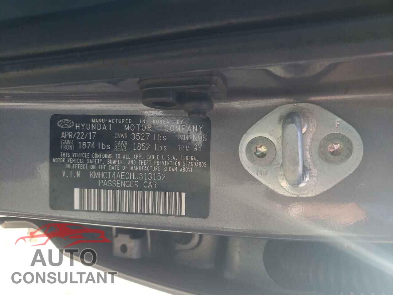 HYUNDAI ACCENT 2017 - KMHCT4AE0HU313152