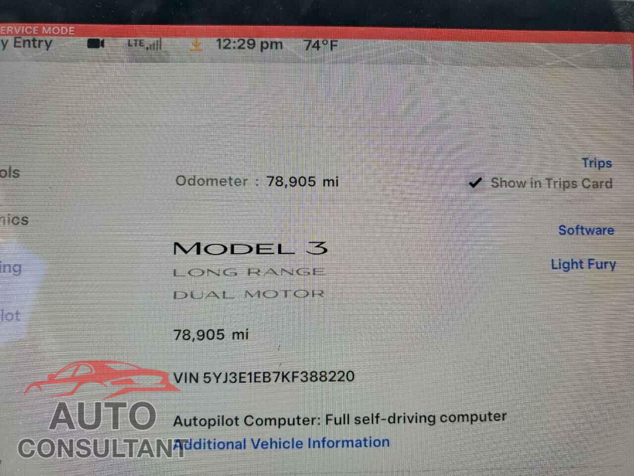 TESLA MODEL 3 2019 - 5YJ3E1EB7KF388220