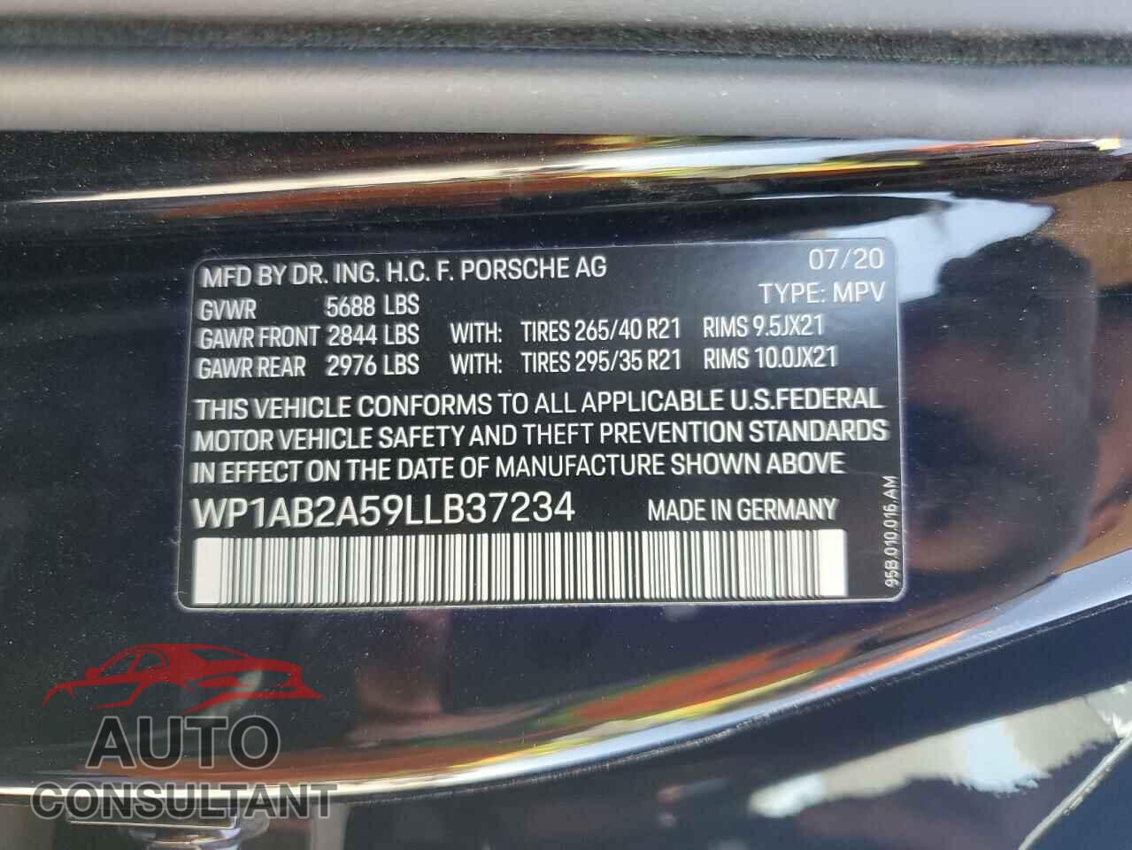 PORSCHE MACAN 2020 - WP1AB2A59LLB37234