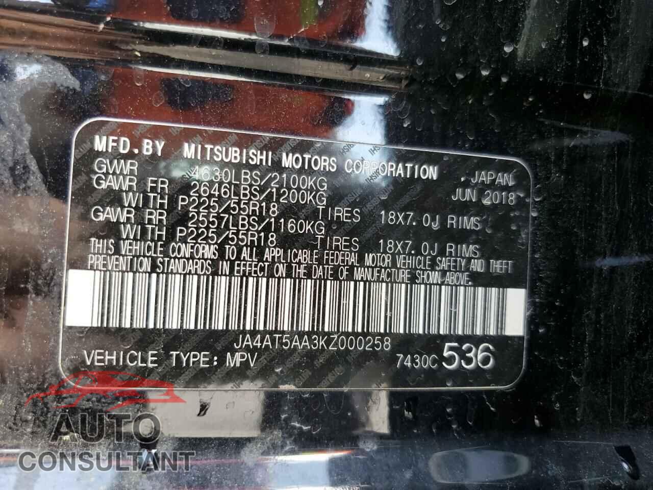 MITSUBISHI ECLIPSE 2019 - JA4AT5AA3KZ000258