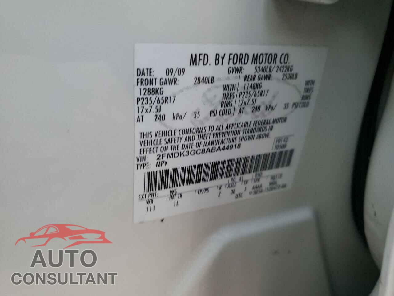 FORD EDGE 2010 - 2FMDK3GC8ABA44918