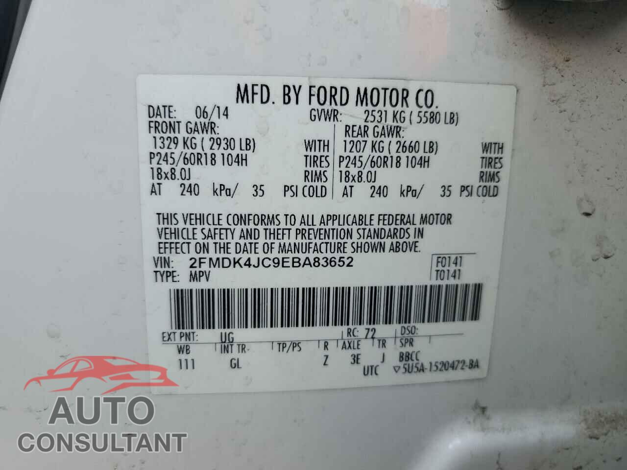 FORD EDGE 2014 - 2FMDK4JC9EBA83652