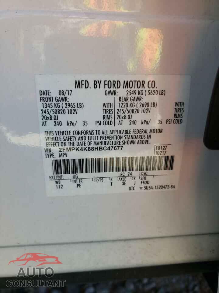 FORD EDGE 2017 - 2FMPK4K88HBC47677