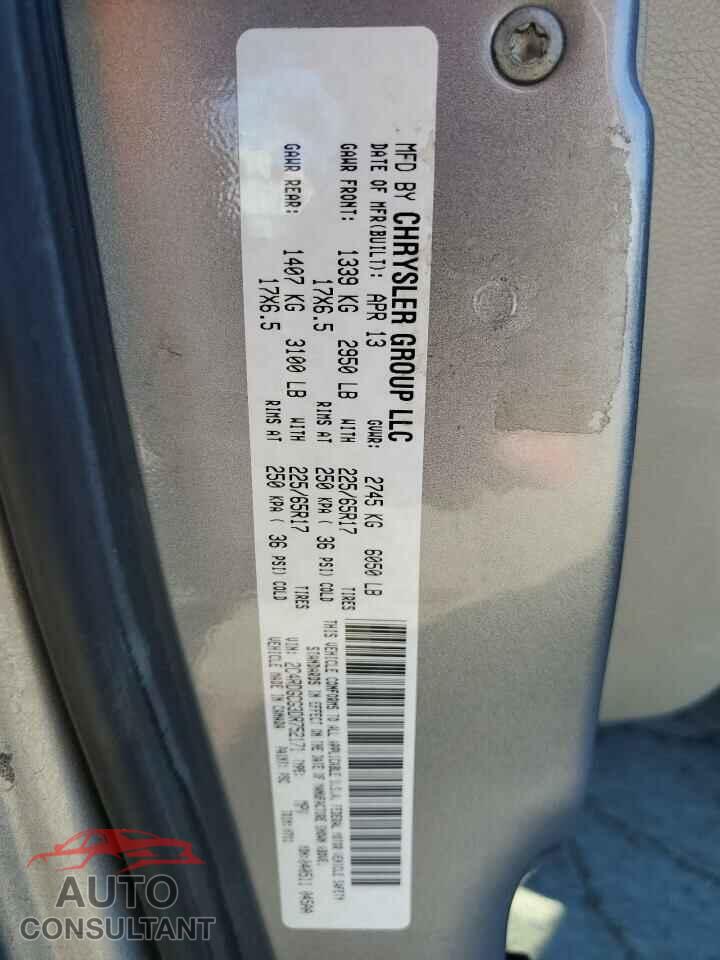 DODGE CARAVAN 2013 - 2C4RDGCG3DR752171