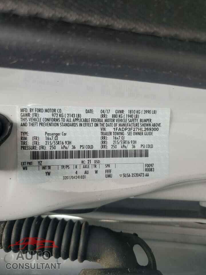 FORD FOCUS 2017 - 1FADP3F27HL269300