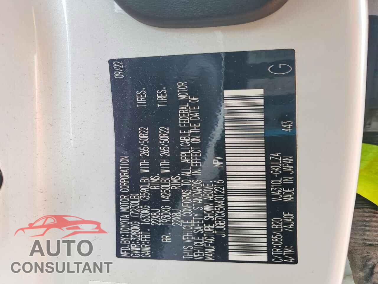 LEXUS UNKNOWN 2022 - JTJGB7CX5N4012216