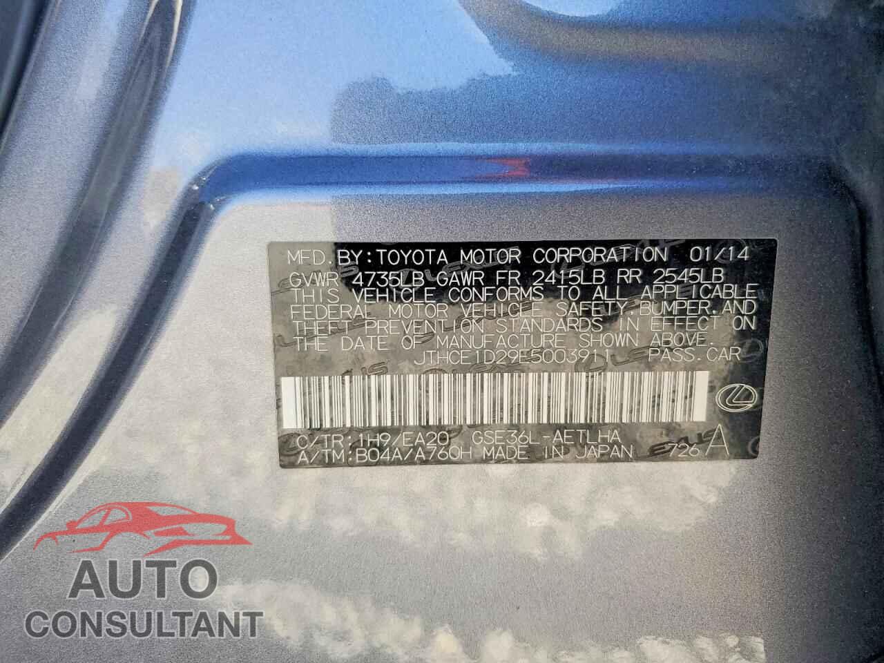 LEXUS IS 2014 - JTHCE1D29E5003911