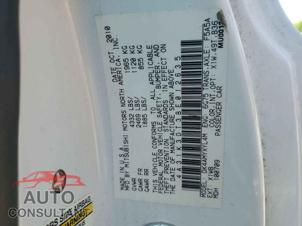 MITSUBISHI ECLIPSE 2011 - 4A31K3DT3BE012635