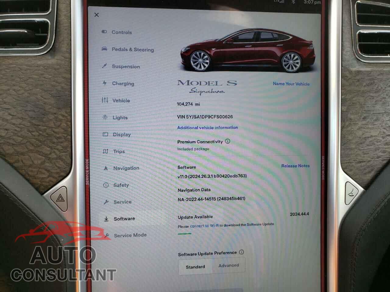 TESLA MODEL S 2012 - 5YJSA1DP9CFS00626